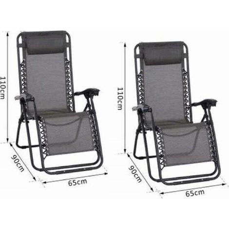 Sedia sdraio richiudibile a gravita zero textilene grigio x 2