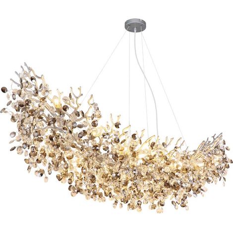 Pendelleuchte Kronleuchter Hängeleuchte silber Glaskristalle rauchfarben H 120cm