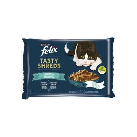Mélange pour chat FELIX TASTY SHREDS Saumon Thon (4 x 80 g)