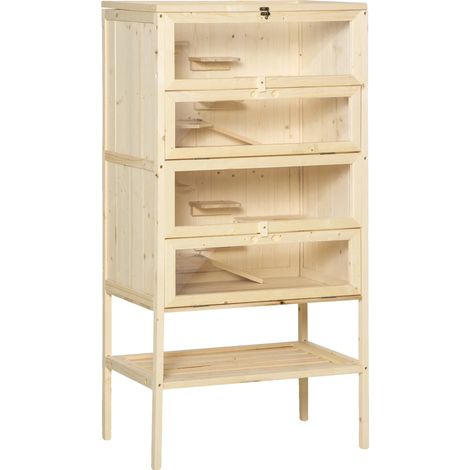 Caseta para roedores, material de madera, dimensiones 60x40x120 cm, diseño multinivel, características de seguridad no tóxicas, adecuada para animales pequeños. (1/5)