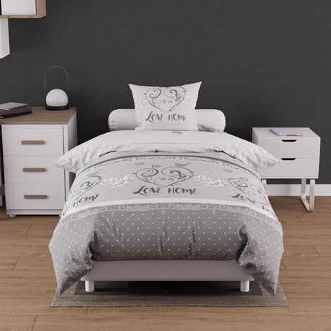 Housse de Couette + 1 taie, Gris, 140x200 cm (1/5)