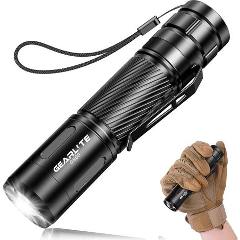 Lampe Torche LED Ultra Puissante Rechargeable, 2000LM Lampe de Poche Puissante Rechargeable Usb avec 3 Modes D'éclairage, IP65 Étanche Incassable Flashlight pour Camping Pêche Urgences Bleu (1/5)