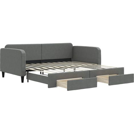 Maison Exclusive - Divano Letto Estraibile Cassetti Grigio Scuro 100x200cm Tessuto