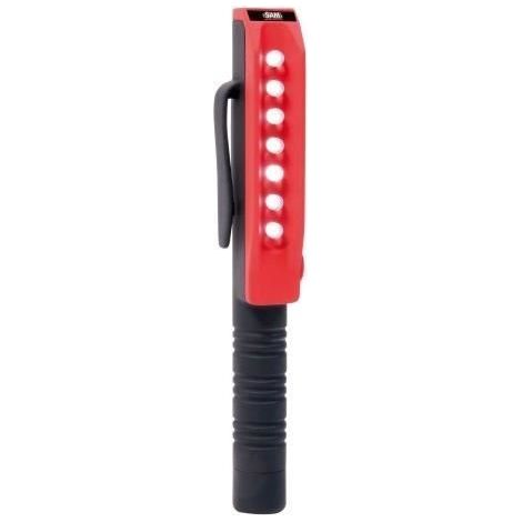 Baladeuse (lampe de travail) - SAM OUTILLAGE - 8 LEDs / 7+1 dessus - Piles AAA incluses - Clip & aimant - Éclairage large