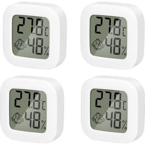 Paquete de 4 mini termómetros higrómetros de interior de alta precisión con icono de aire, cómodos para la cocina, la habitación del bebé, el invernadero, el almacén y la oficina. (1/5)