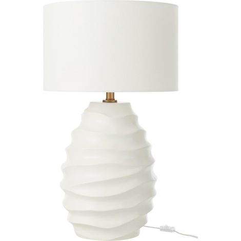 Lampe à Poser en Céramique "Vague" 68cm Blanc (1/3)