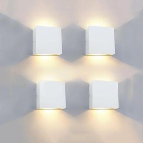 4pcs Modern Square LED Wall Lights, Indoor Dimmable, Warm White, 10x10x5cm (1/5)