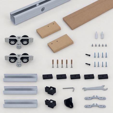 Porte coulissante en bois avec rail galandage kit complet charge