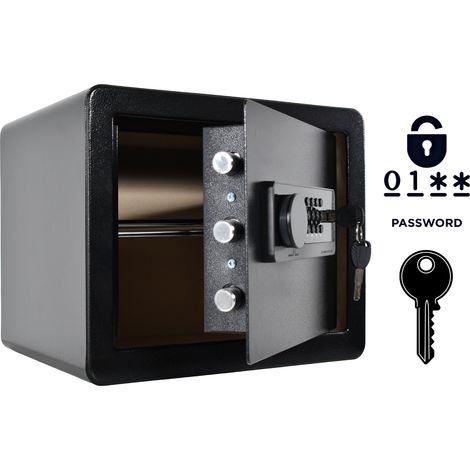 Coffre-fort blindé pour la maison avec serrure électronique et clé 30x35x30 cm Noir (1/5)