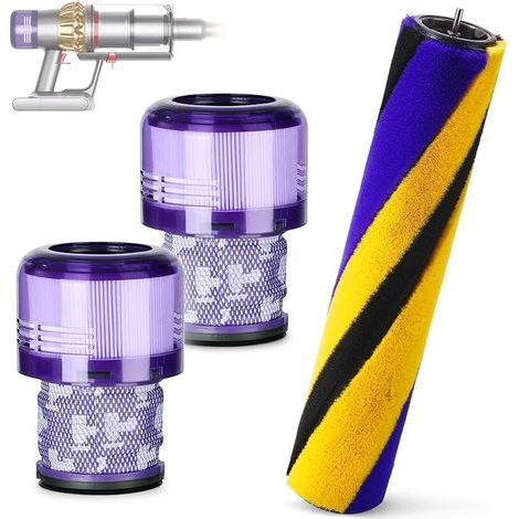 Barre de brosse fine et souple compatible avec Dyson V15 Detect Aspirateur avec 2 Pack V15 HEPA Post Filters, Pièce de rechange pour aspirateur No. 971634-01 (1/5)