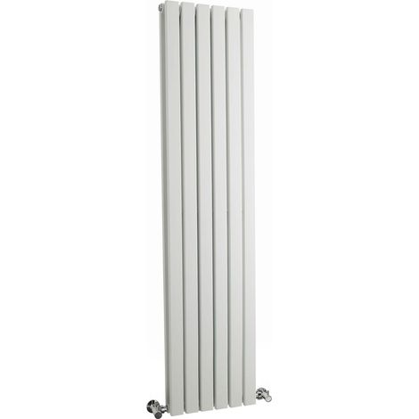 Hudson Reed Sloane Double Designer Vertical Radiator 1800mm H x 354mm W - Satin White (1/4)