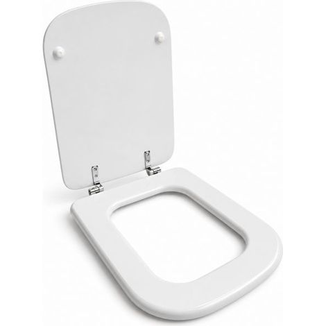 Sedile Copriwater Universale Quadrato MDF Bianco con Cerniere Acciaio 52735