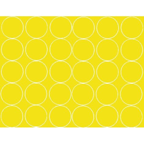 Adesivi circolari da 7 cm, 30 pezzi, colore giallo opaco.