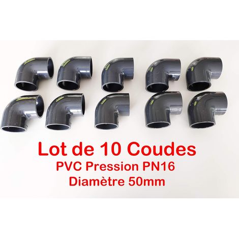 Pack de 10 Coudes 90degrés 50mm PVC Pression PN16  5cm 50mm (1/2)