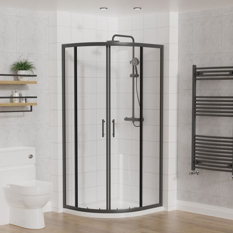 Aquariss Offset Quadrant Shower Enclosure Matt Black 900x760
