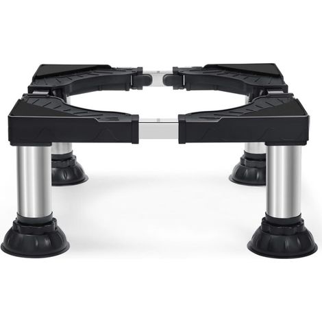 Socle Machine a Laver 4 Pieds à Ventouse, Support Machine à Laver Charge 200KG, Largeur Réglable de 40-62cm, Hauteur de 17.7-21cm Support Électroménager pour Machines à Laver, Noir