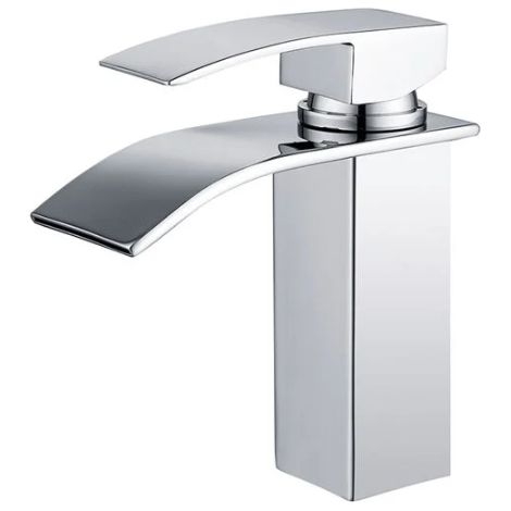 Robinet Salle de Bain Cascade Mitigeur de Lavabo en Acier Inox Chromé Robinet de Lavabo à Deux Voies Design Moderne (1/5)