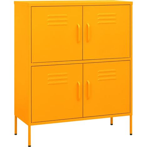 Mobile contenitore contemporaneo 80 x 35 x 101,5 cm con 2 ripiani regolabili finitura opaca in acciaio giallo 020046828
