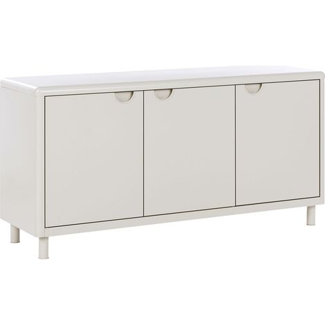 Storage Cabinet Beige Steel with 4 Shelves and 3 Doors Home Office Modern Style KORVO