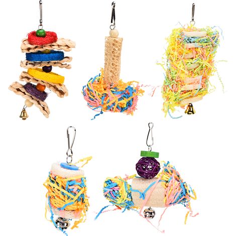 juguetes de lufa para loros, colores brillantes, papel arrugado, para periquitos y cacatúas. (1/5)