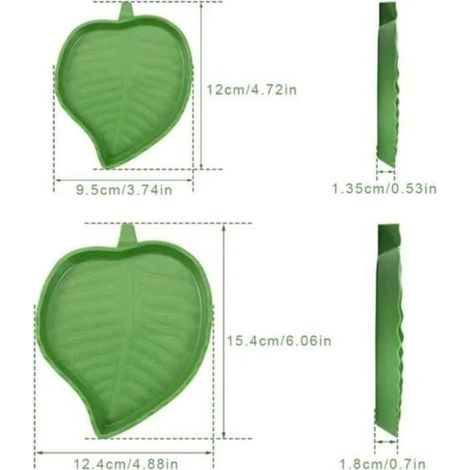 2 Pièces Nourriture pour Abreuvoir Tortue Plat de Reptile-Gamelle d\'eau pour Tortue en Forme de Feuille pour Petits Animaux (1/3)