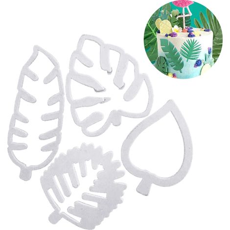 Moule à gâteau thème tropical en silicone, jeu d'emporte-pièces feuilles tropicales pour décoration de biscuits et pâtisserie pour enfants (1/5)