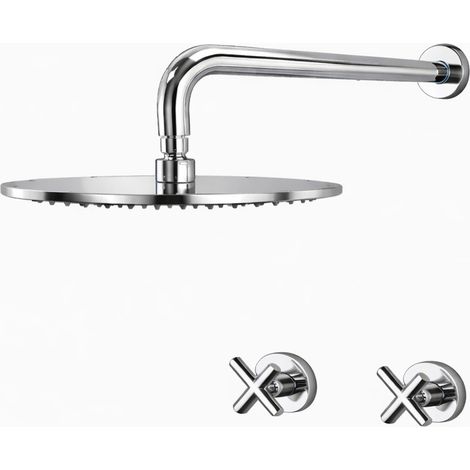 Ensemble de douche à deux poignées avec bras et pommeau de douche chromé Gattoni Taolos 1509015C0 Chromé (1/5)