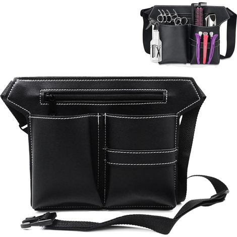 Spazzola da parrucchiere, spazzola da parrucchiere in pelle PU, marsupio, borsa porta attrezzi, borsa per rasoio per salone professionale, marsupio regolabile per pettini, pettini, fermagli, rasoio