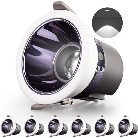 Spot Salle de Bain Led Encastrable 6 Pack 7W 700LM = 70W Incandescence, IP44, Blanc Froid 6000K, AC 220-240V, Découpe 70-75mm (1/5)