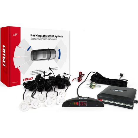 Kit de capteurs de stationnement arrière à LED, 8 capteurs, blanc, amio-01601