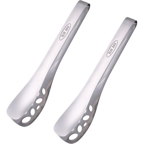 Küchenzange aus Edelstahl – 18 cm – rutschfest – hitzebeständig – für Grill, Salat, Fleisch und Käse – 2er-Set (1/5)