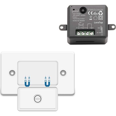 Interrupteur de lumière sans fil avec télécommande, bouton contact propre sans fil, module relais à impulsions pour ouvre-porte et portail automatique, entrée 100-250 V AC (1/5)