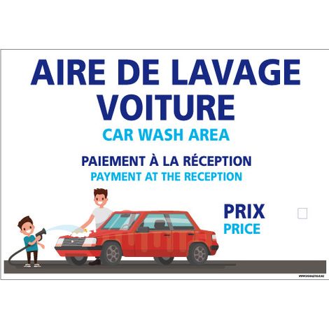 PANNEAU AIRE DE LAVAGE VOITURE AVEC INFOS (H0302) - Adhésif - 210 x 150 mm