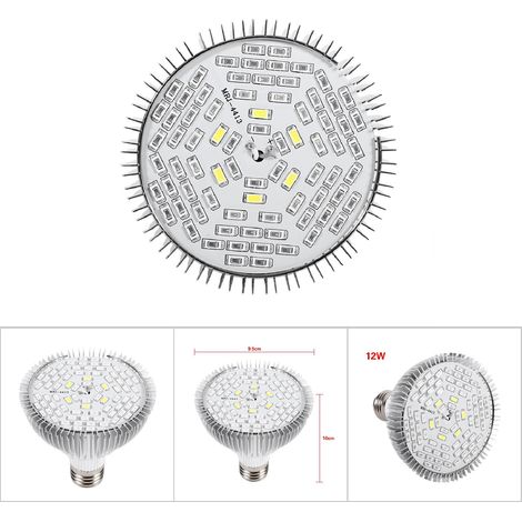 Lampe de croissance LED horticole E27 50W à spectre complet pour plante - Ampoule 78 LEDs - Aluminium - 120° (1/5)