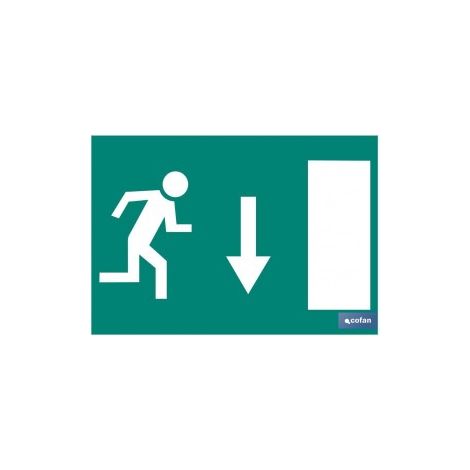Panneau lumineux 210x148mm Sortie de secours vers le bas