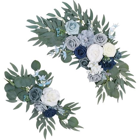 2x Arche de mariage, guirlande de fleurs, roses artificielles, feuilles vertes, décoration murale, réception, maison (1/5)