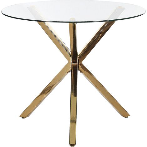 Dining Table SAVONI Gold 90 cm 90 cm Tempered Glass (1/5)