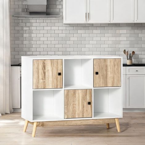 Buffet bois naturel en panneaux de particules 96 x 30 x 75 cm (1/5)