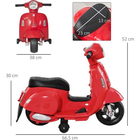 Trottinette électrique enfant Vespa rouge, phares LED et sons, pour bébés 18-36 mois, jouet porteur lumineux. (1/5)