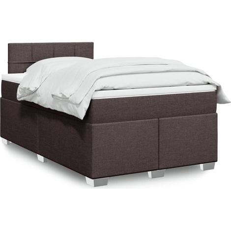 Cama box spring con colchón tela marrón oscuro 120x200 cm vidaXL (1/5)