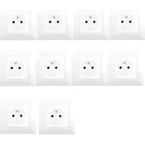 Siemens – Lot de 10 prises 2P+T blanc – Prises protégées par éclipses – Système monobloc – Pour installation électrique (1/4)
