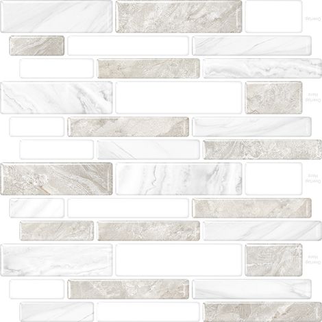 Lot de 10 autocollants muraux 3D, autocollants muraux imitation carrelage, crédences autocollantes, adaptés aux cuisines et salles de bains, 3030cm (1/5)