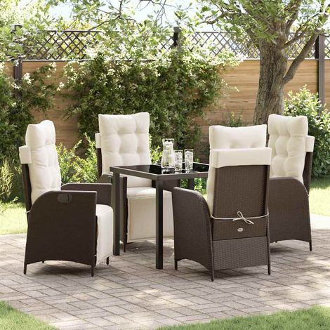 Garten Essgruppe 5 pcs Braun Poly Rattan vidaXL (1/5)