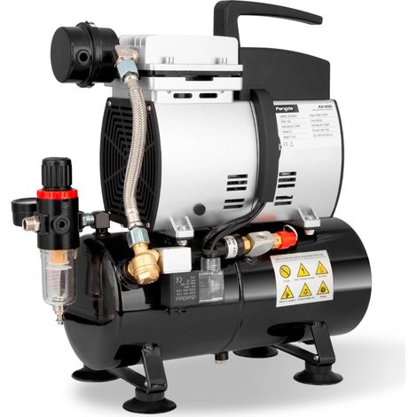 Bc-elec - AS-600 Compresseur Airbrush Silencieux 4L 350W 8 Bar Sans Huile - Double Pression 4/8 Bar Aérographie (1/5)