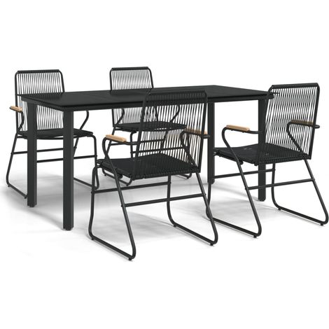 Maison Exclusive - Set da Pranzo da Giardino 5 pz Nero in Rattan PVC