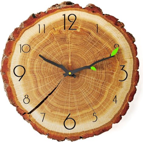 Orologio da parete retrò in legno con anelli di crescita, orologio con venature del legno, antico, orologio da parete silenzioso, orologio da parete in stile rustico retrò, orologio da parete silenzio