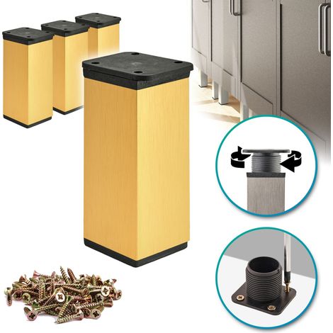 4 gambe per mobili base Sezione trasversale 40x40 mm Altezza - 150 mm Colore: oro spazzolato + viti incluse (1/5)