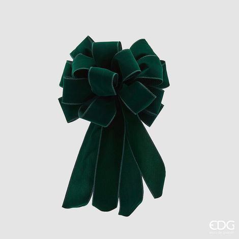 EDG Enzo De Gasperi Fiocco Velluto di Natale 15 Asole D 26 Cm L. 51 Cm Tessuto Green
