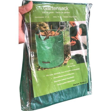 Lot de 2 sacs à déchets de jardin , 300 L, sacs à déchets de jardin, sacs à feuilles avec poignées, sacs d'herbe verts industriels tissés pliables (1/4)