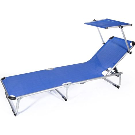 LETTINO SPIAGGIA CON PARASOLE cm 187 x 60 x h 30 - telo blu (1/3)